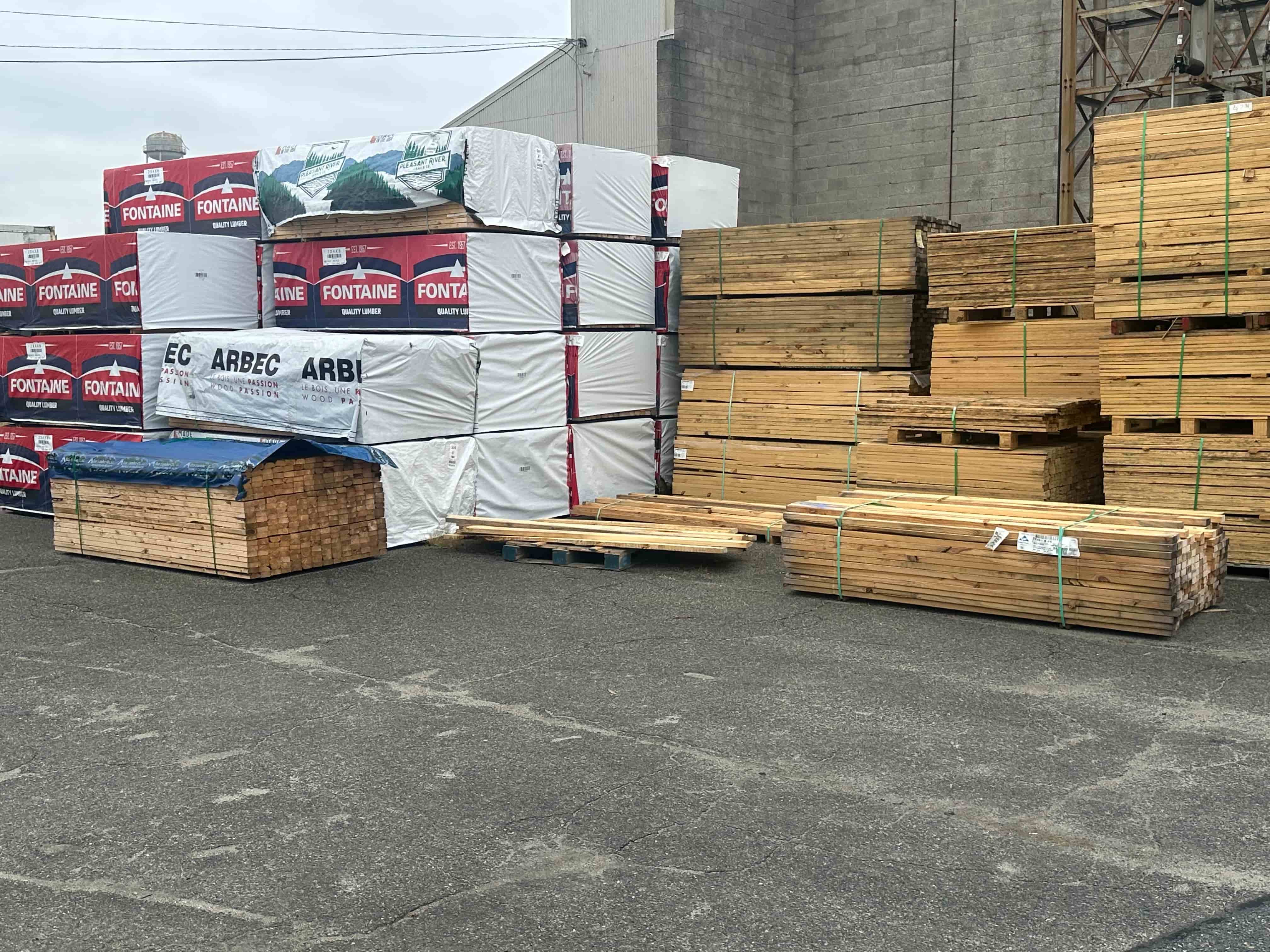 Stack of raw lumber. ready for shipping